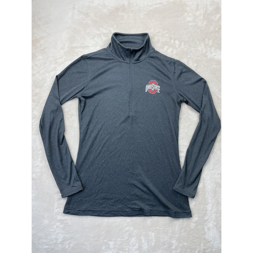 Ohio‎ State Buckeyes Womens M Pullover 1/4 Zip Long Sleeve Gray NCAA Jacket - Picture 2 of 7